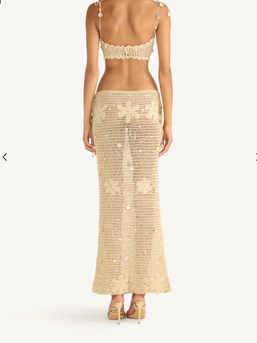 Asta Resort Charlotte Crochet Bralette & Maxi Skirt Set — Sand Shimmer - XS - Picture 2 of 9